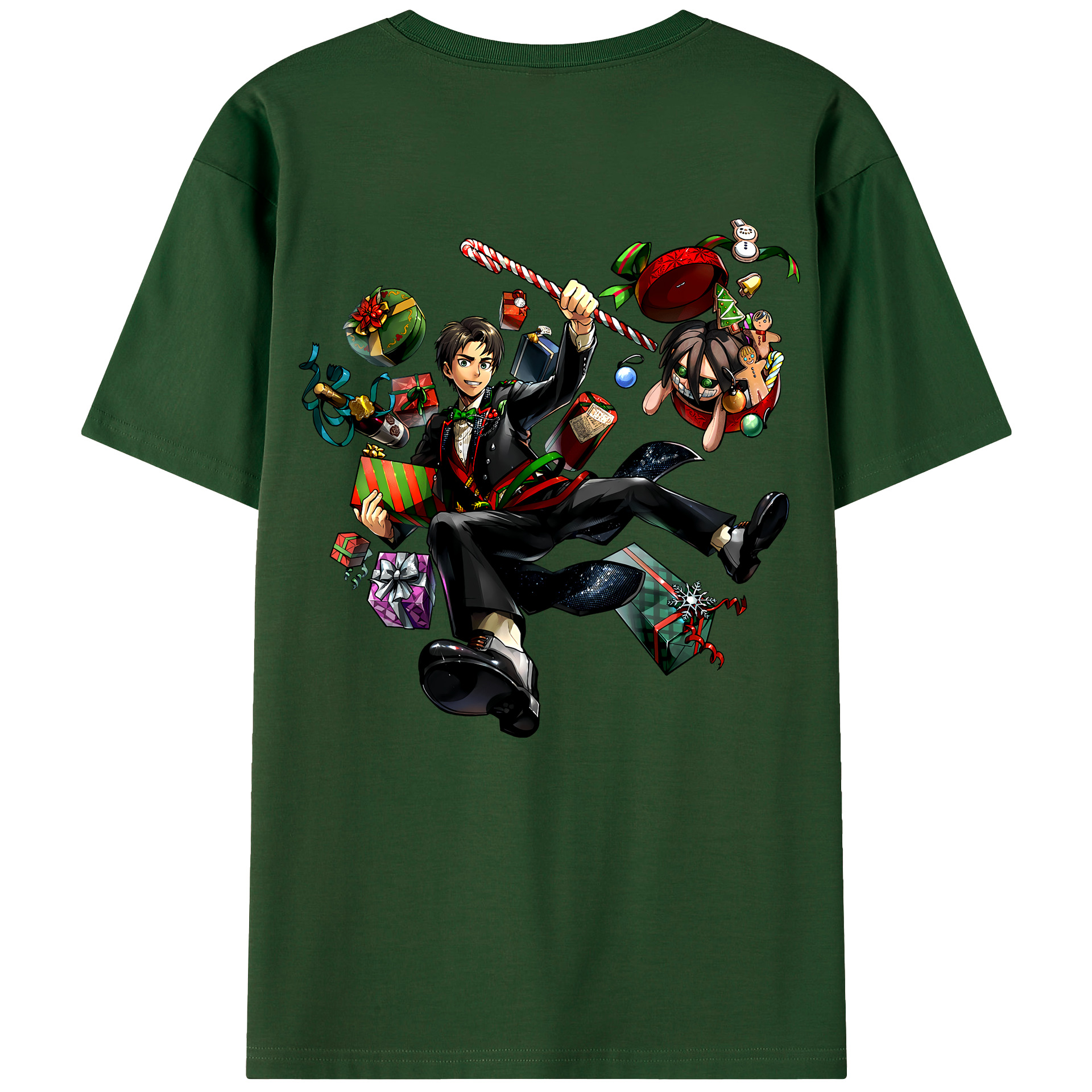 （画像用） 進撃の巨人 エレン･イェーガー Attack on Titan Eren Jäger 綿100％半袖Tシャツ（背面プリント）